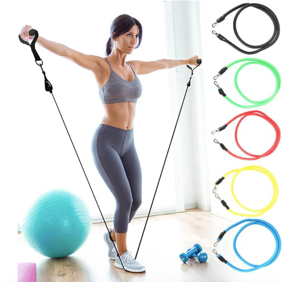 Kit Bandes de Résistance 11 Pièces – Fitness à Domicile, Renforcement Musculaire